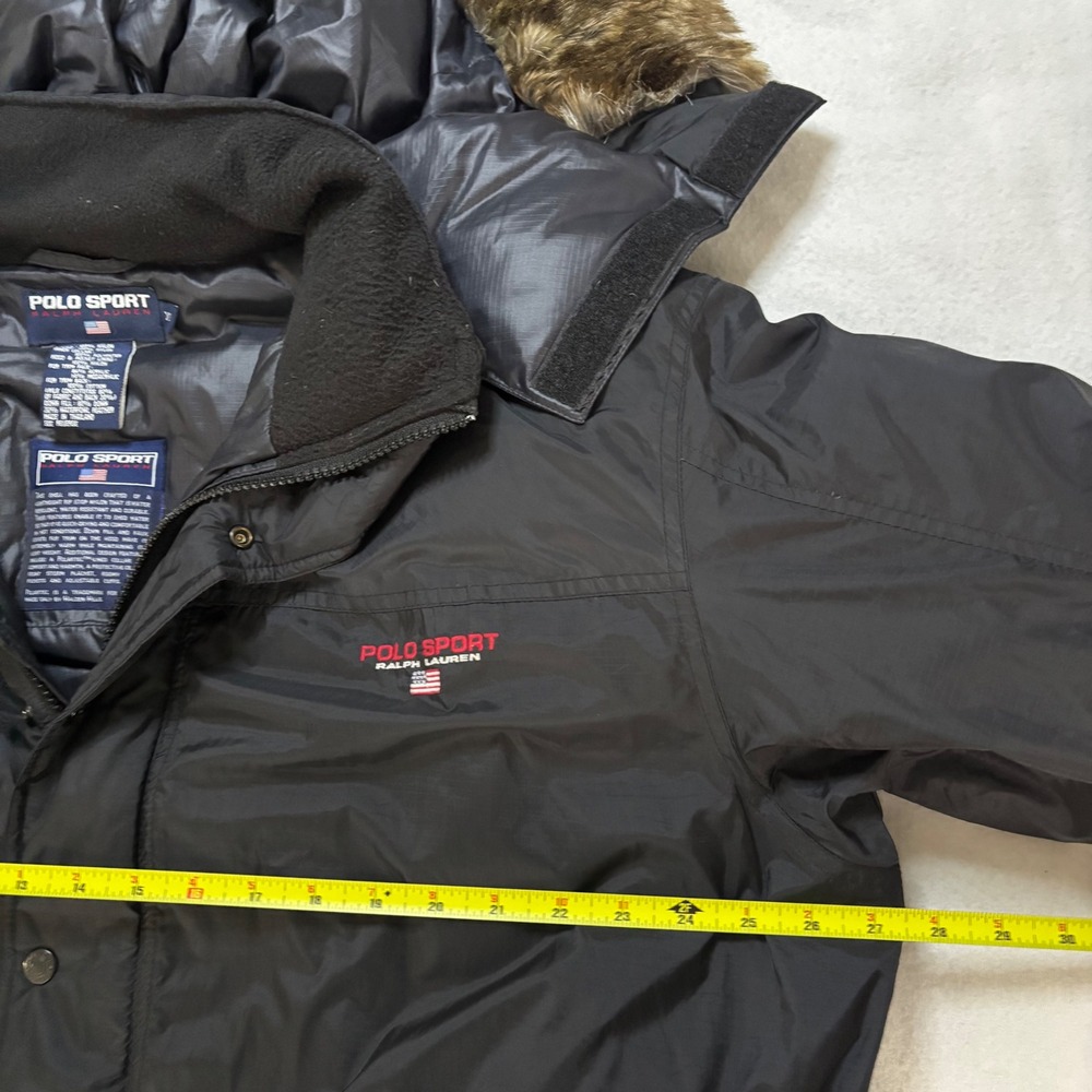 Polo Sport Ralph Lauren Mens XL Black Down Filled Ripstop Parka Faux Fur Hood - Picture 10 of 10